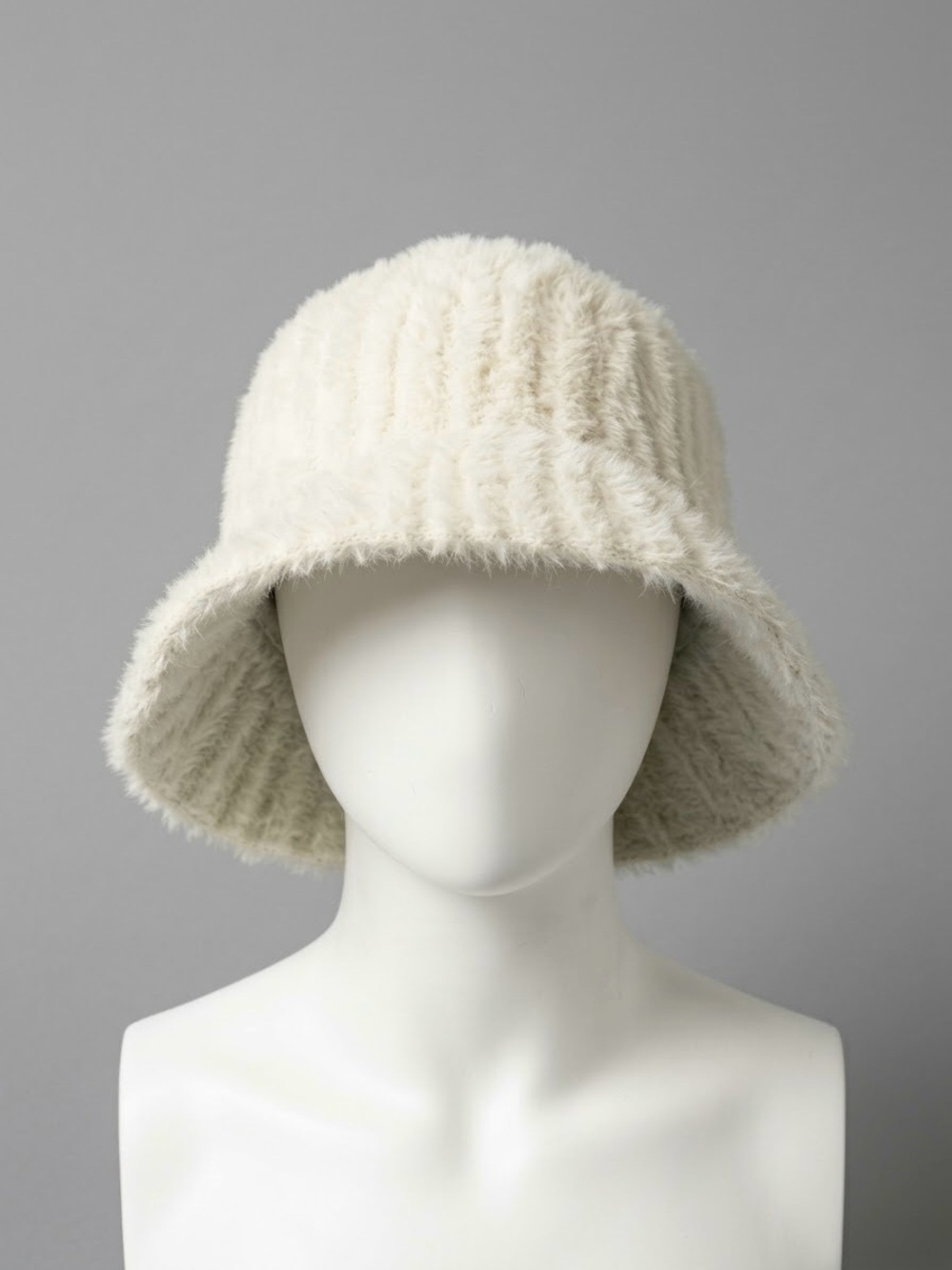 NWT A New Day Cream Zebra Brushed Fuzzy Bucket Hat Ribbed Knit Cozy Neutral Fall